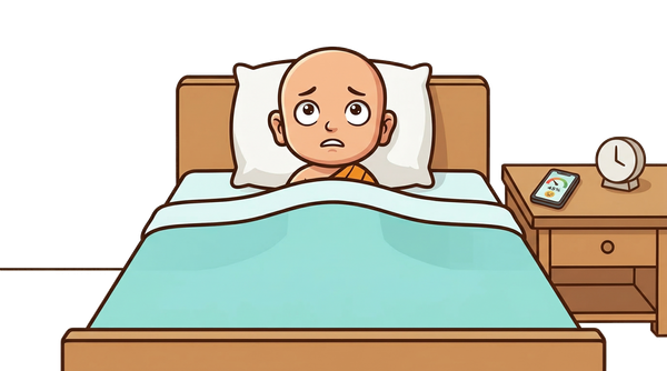 Bodi lying in bed with eyes wide open